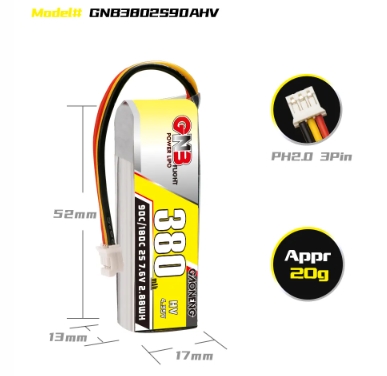 แบต GNB 2เซล 300-900mah HV PH2.0 XT30 PH2.0 3PIN แบตสำหรับ RC รถ เรือ เครื่องบิน โดรน หุ่นยนต์ มีให้เลือกหลายขนาดความจุ