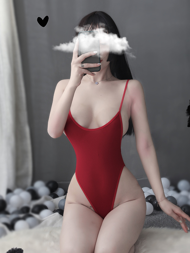 บอดี้สูทแดง เว้าหลัง X19116-G Bodysuit
