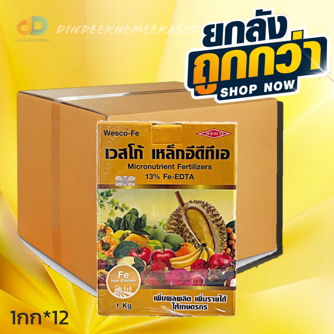 (กดสั่งซื้อครั้งละ 1 ลัง! ยกลัง*12) เวสโก้ เหล็กคีเลตอีดีทีเอ13% เวสโก้ เหล็กอีดีทีเอ Fe-EDTA (Wesco EDTA FE 13%) 1 กก.