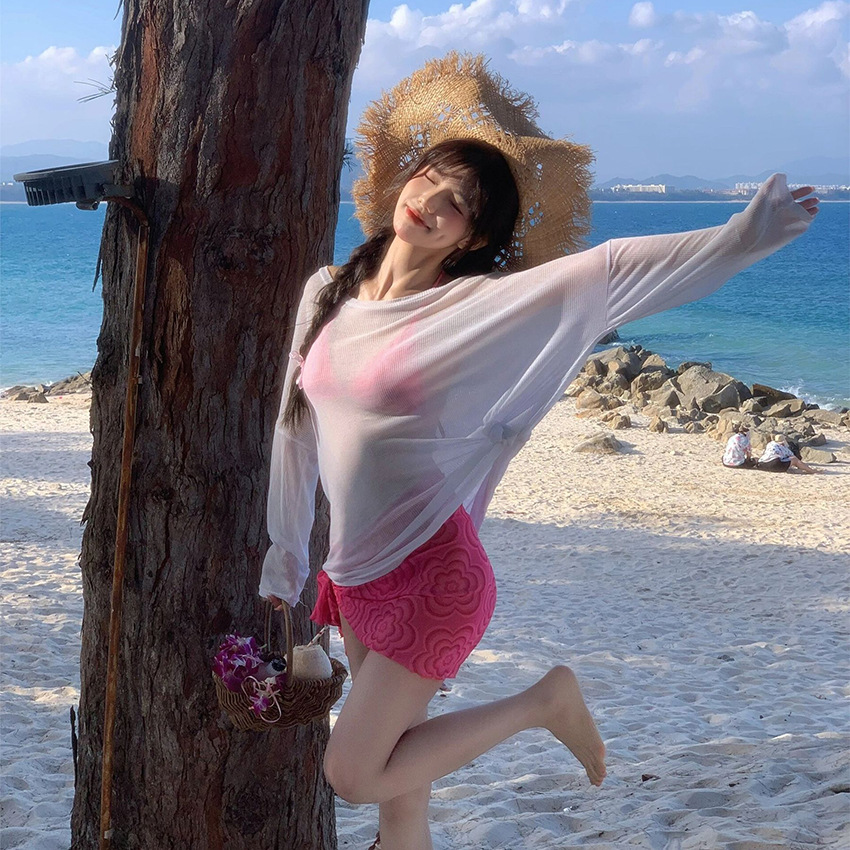 เสื้อคลุมบิกินี่ เสื้อแขนยาวบาง ซีทรู เซ็กซี่ พร้อมส่งในไทย CN2673