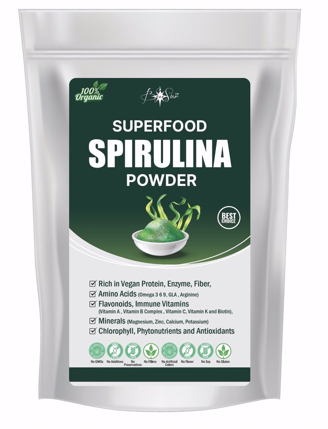 สาหร่ายสไปรูลิน่า Sprirulina แบบผงบรรจุ 250g. บำรุงหัวใจลดคอเลสเตอรอล ซ่อมเเซมเซลล์ใหม่