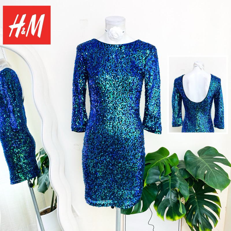 ไซด์ XS-S แบรนด์ H&N แท้ 100%🌸เดรส โชว์หลัง งานเกล็ดวิบวับ สีเขียวปีกแมลงทับ ใส่ออกงาน เดรสออกงาน ชุดปาร์ตี้(22)