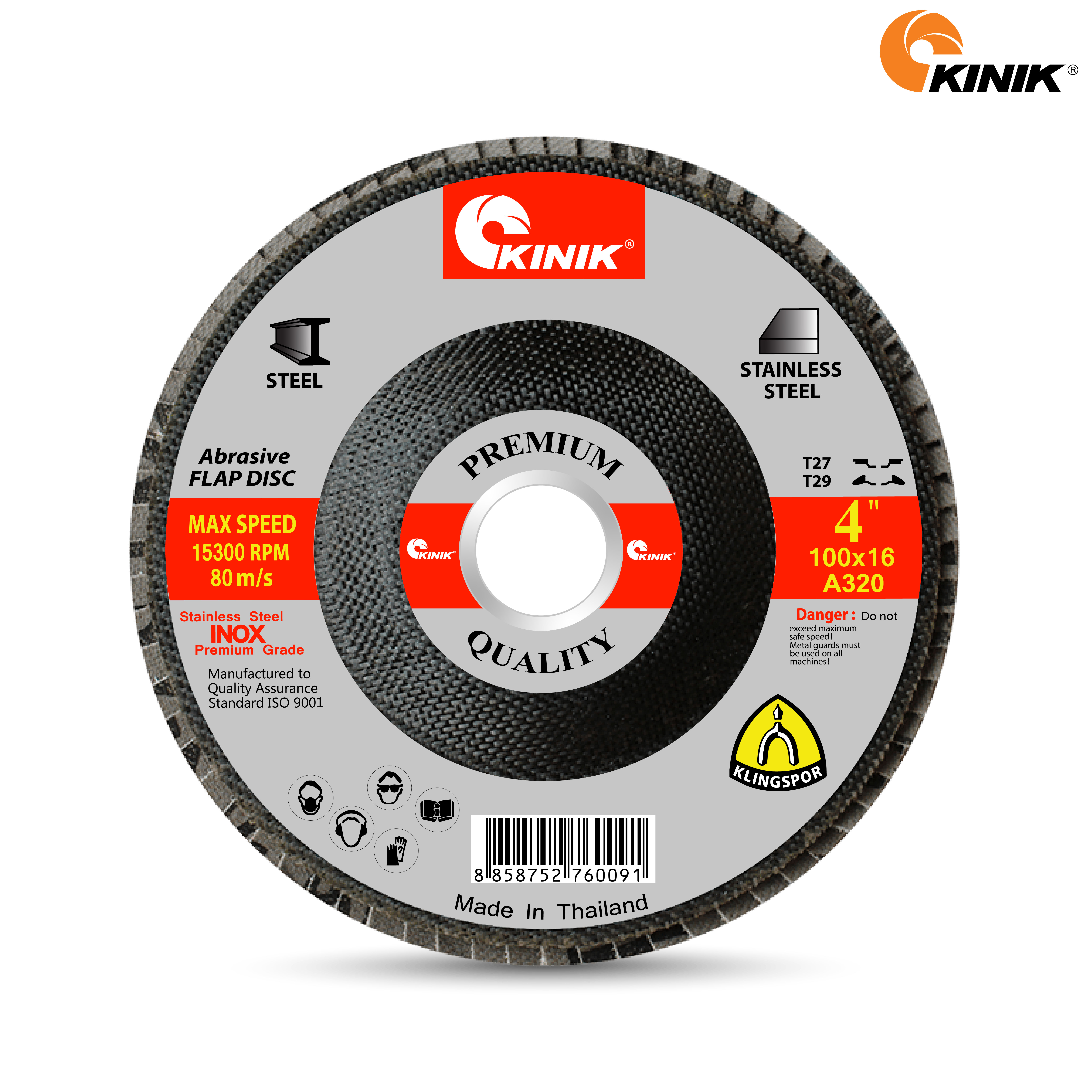 จานทรายหลังแข็ง(310) KINIK A320 100x16 mm.