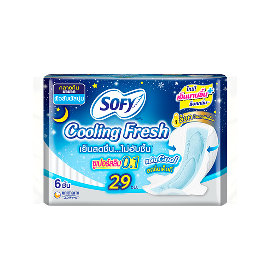 8851111139019 โซฟี คูลลิ่งเฟรชกลางคืนซูเปอร์สลิม0.1 29ซม. 6ชิ้น
