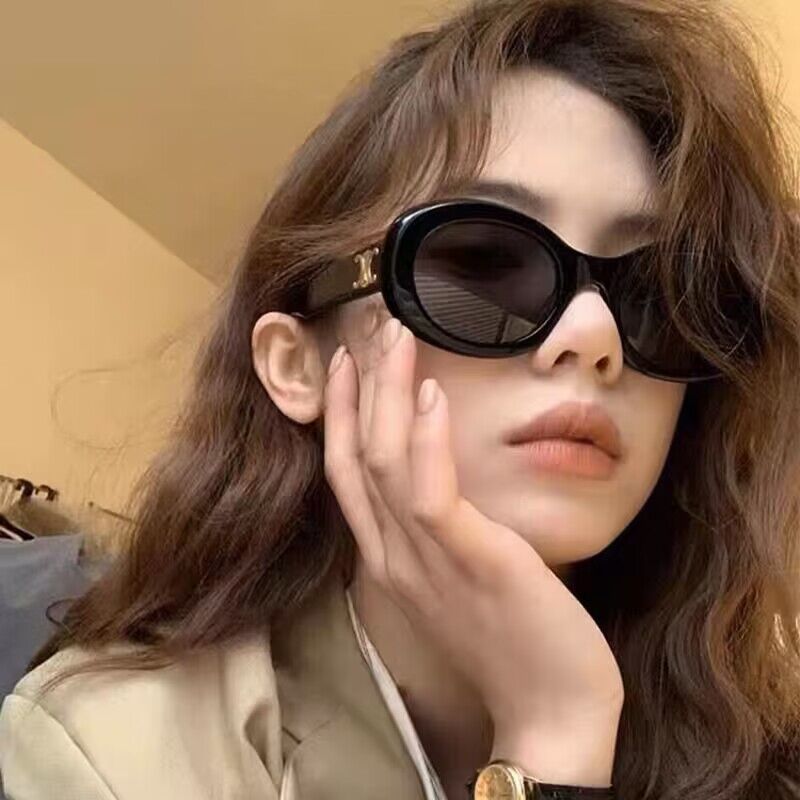 แว่นตา แฟชั่น แว่นกันแดด สายฝอ สีดำ V19