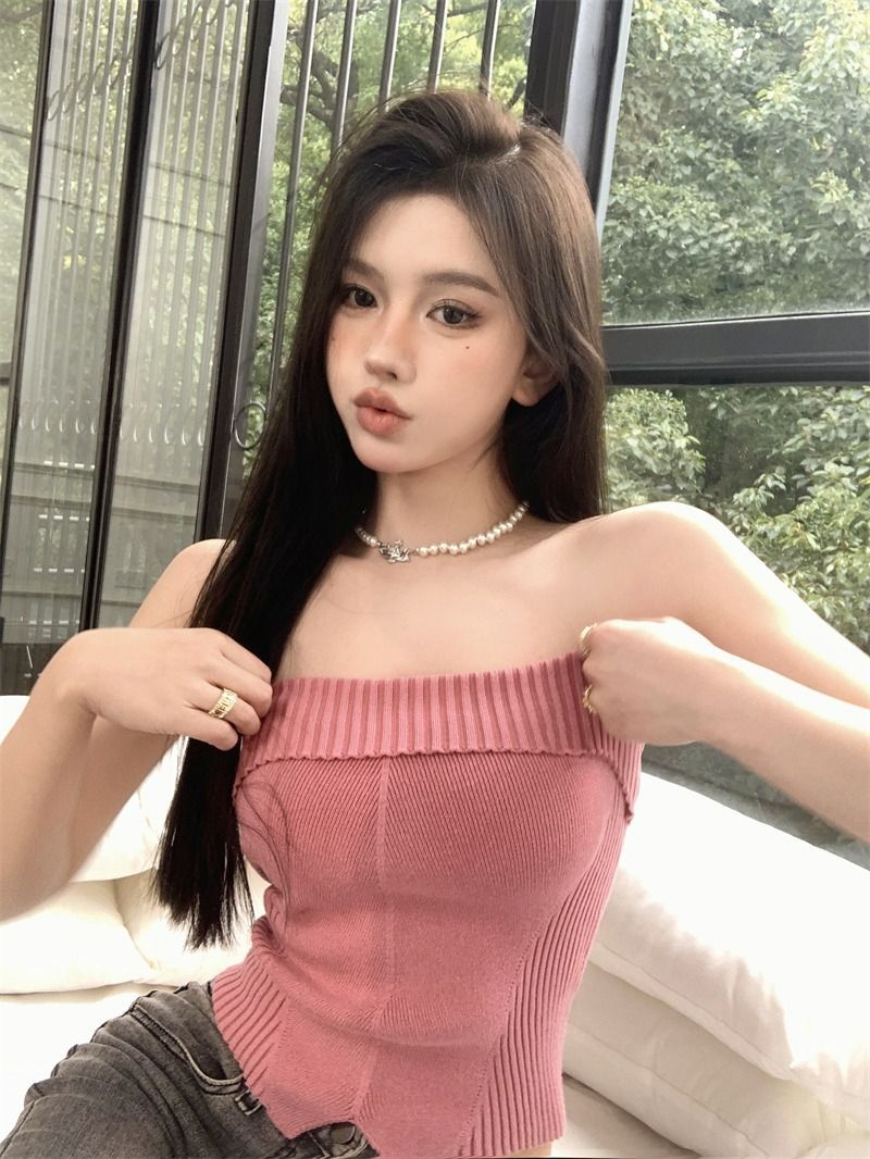 เสื้อเกาะอก รัดรูป สไตลส์เกาหลี รหัส CN3373