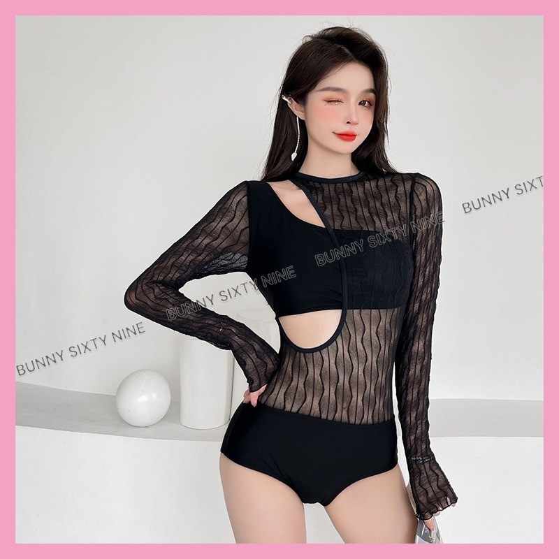 ชุดว่ายน้ำ วันพีช แขนยาว สีดำ SW076