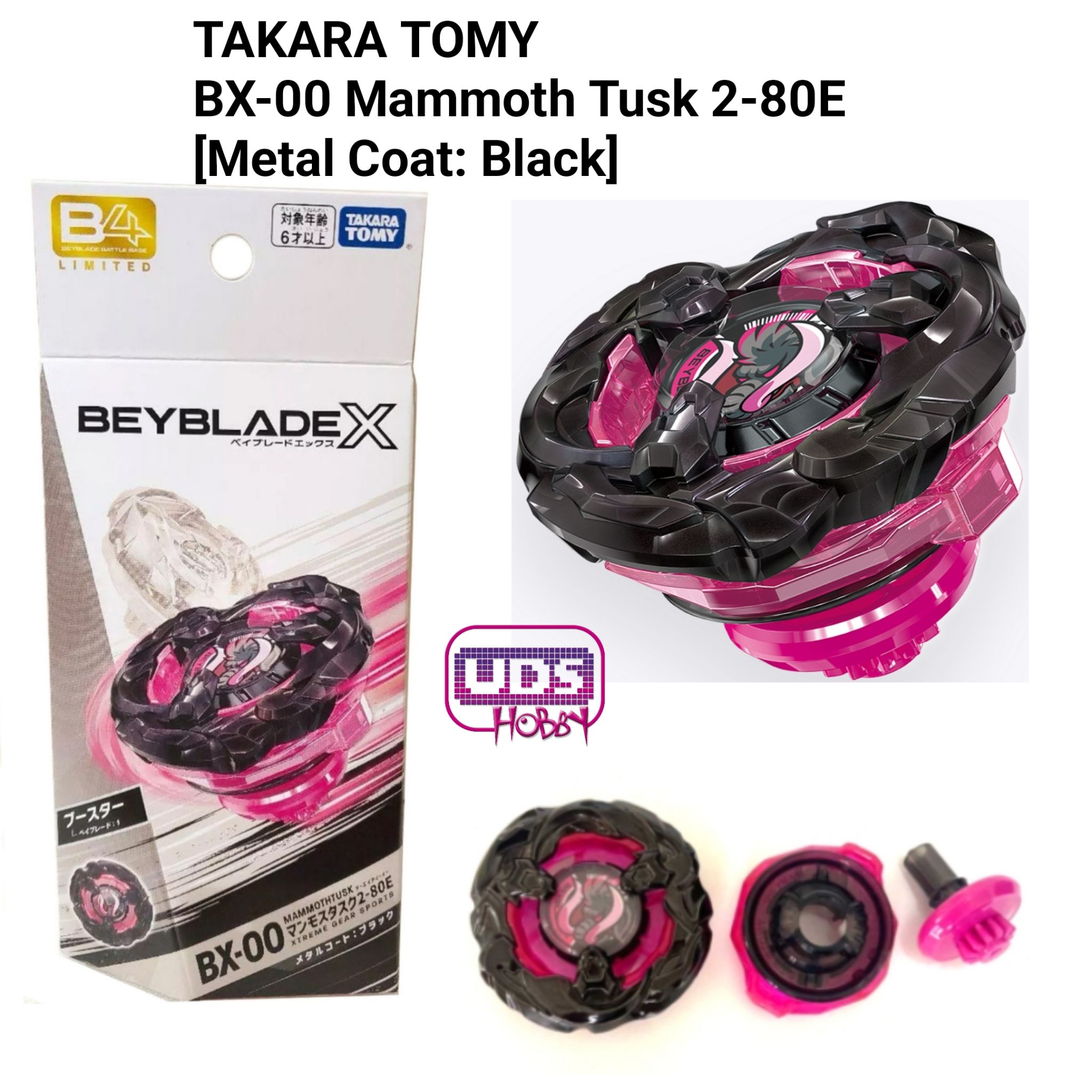 TAKARA TOMY Beyblade X BX-00 Mammoth Tusk 2-80E [Metal Coat: Black]