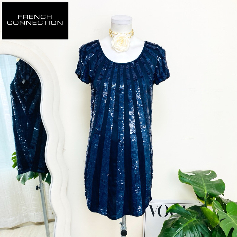 ไซด์ M-L แบรนด์ French แท้ 100%🌸เดรส เกล็ดแน่น งานเกล็ดวิบวับ สีกรม ใส่ออกงาน ทรงเข้ารูป เดรสออกงาน ชุดปาร์ตี้(19)