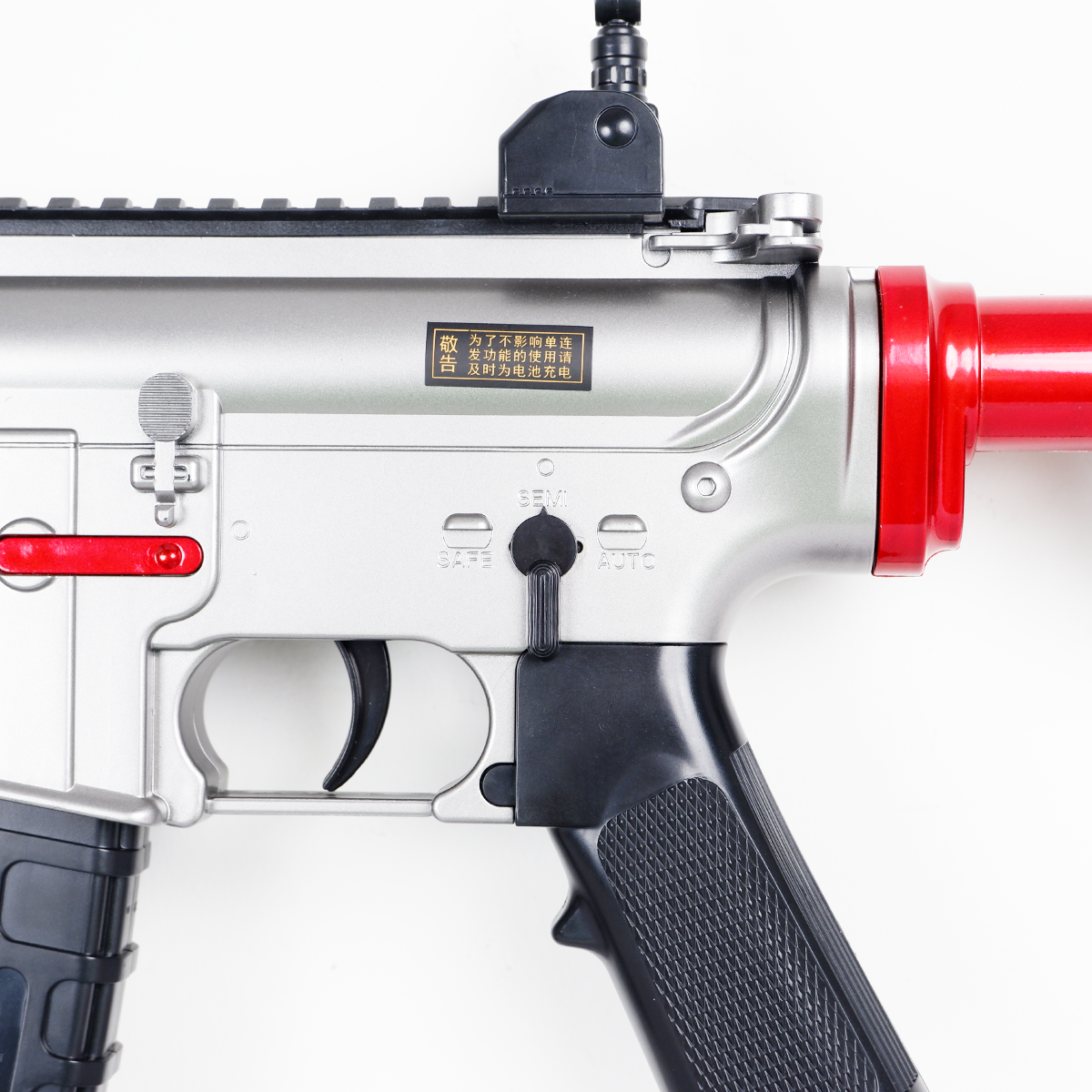 (49)M4A1 สีเงิน แดง 170FPS ปืนเจลไฟฟ้า ของเล่น ยิงรัวได้ Semi Auto ได้
