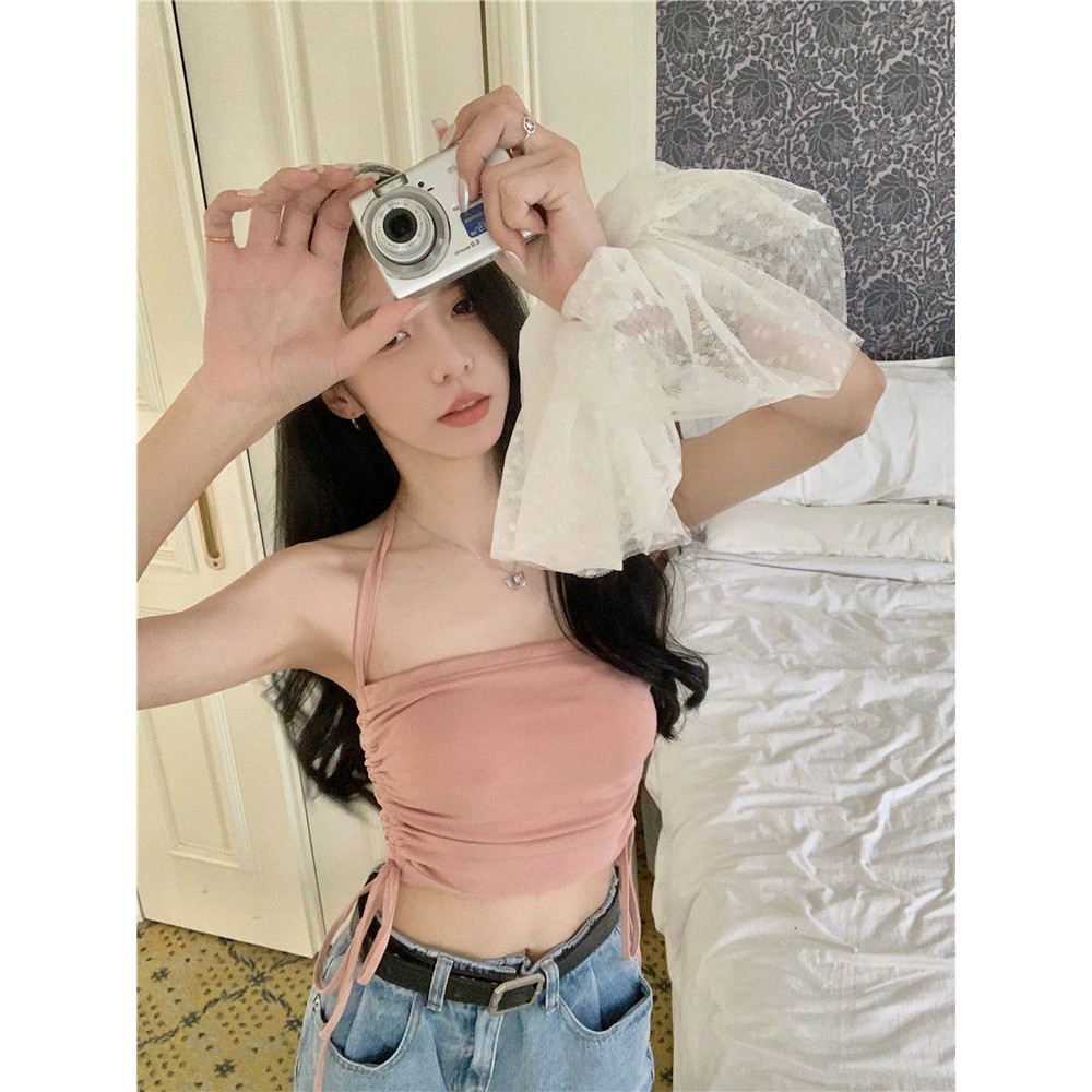 เสื้อครอป คล้องคอ สไตล์เกาหลี CN2233