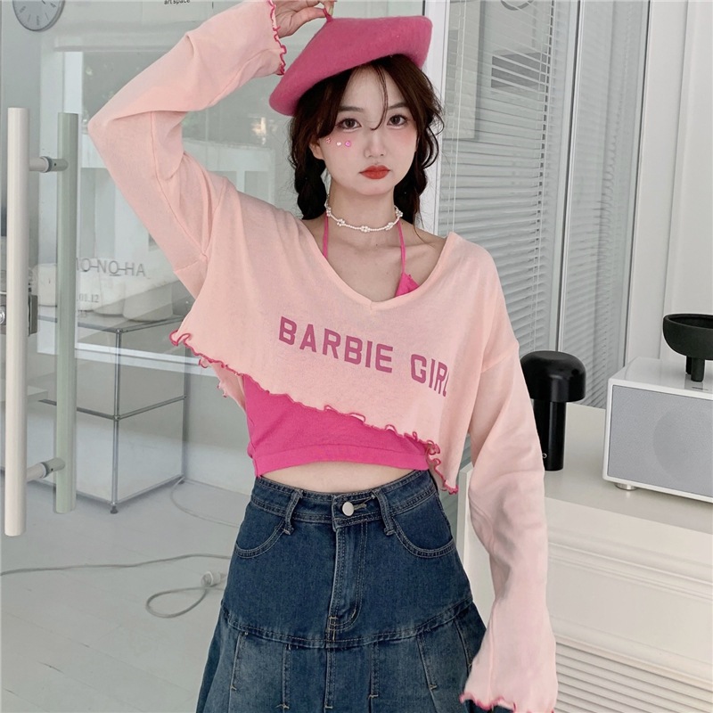 เสื้อครอป เสื้อแขนยาว 2 ชิ้น เสื้อครอปสไตล์เกาสหลี รหัส A401