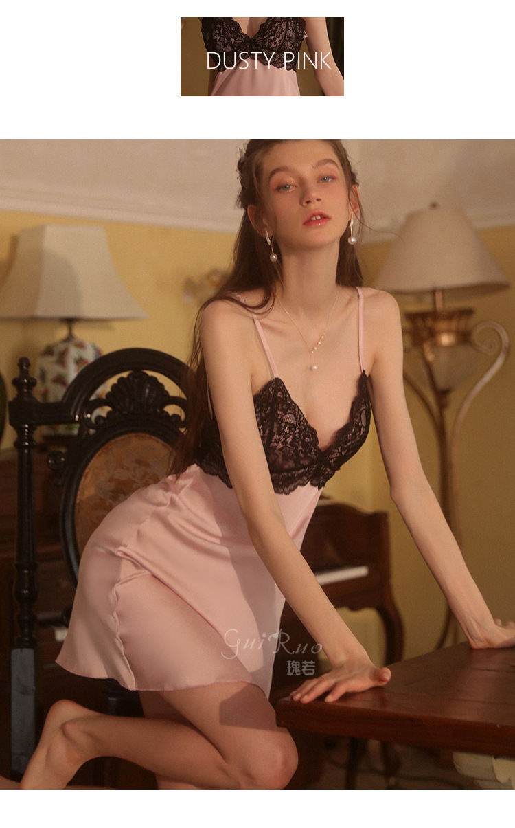 ชุดนอนซาติน สไตล์ฝรั่งเศษ 💥พร้อมส่งในไทย💥