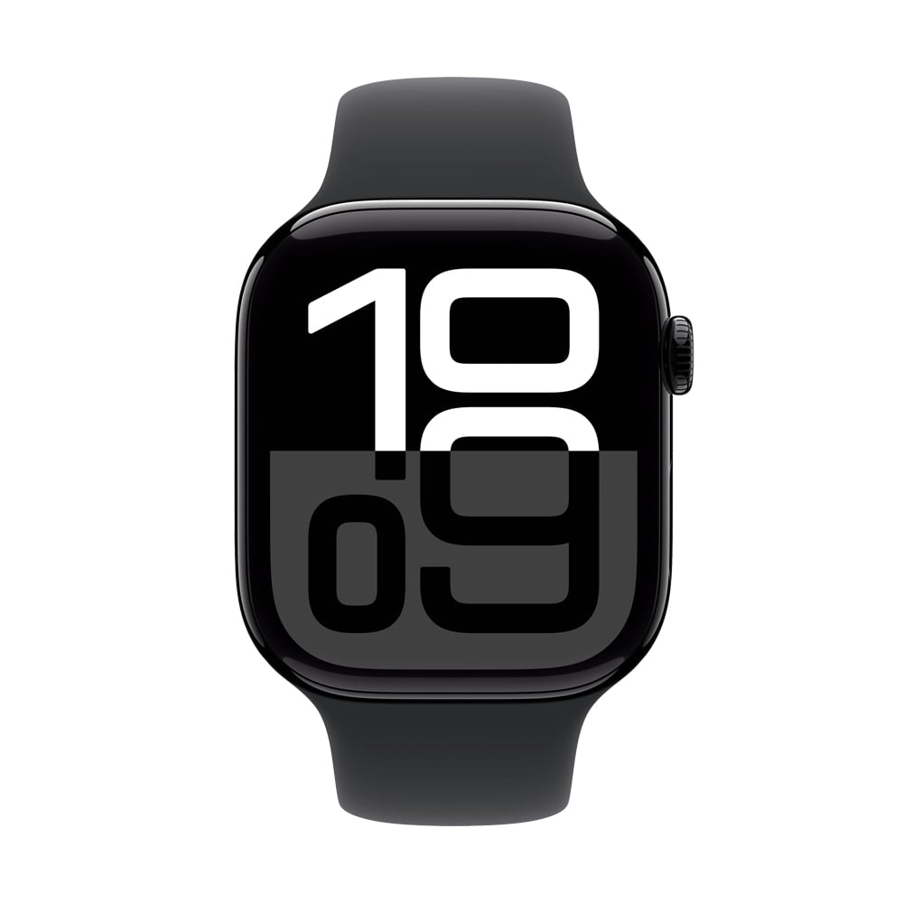 Apple Watch Series 10 GPS 46mm Jet Black Aluminium Case with Black Sport Band - S/M