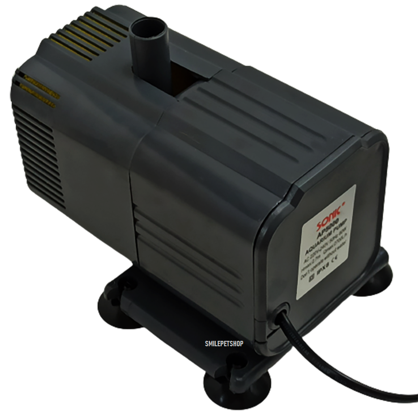 SONIC AP-5000 ปั๊มน้ำสำหรับตู้ปลา และบ่อปลา ทำน้ำพุ น้ำตก หมุนเวียนน้ำ ทำระบบกรอง ความแรง 2700 L/Hr)