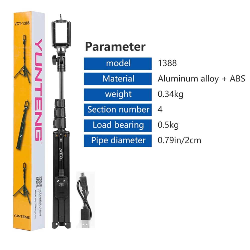 YUNTENG VCT-1388 ของแท้ ขาตั้งกล้อง-Selfie Stick-รีโมท