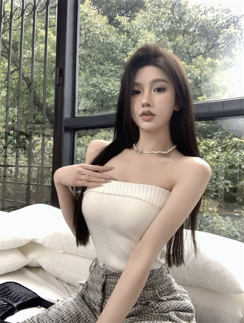 เสื้อเกาะอก รัดรูป สไตลส์เกาหลี รหัส CN3373