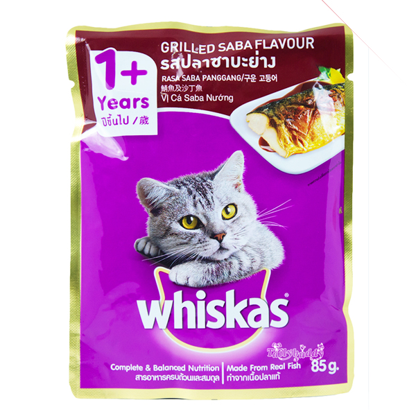 8853301550086 วิสกัส เพาซ์ อาหารแมวชนิดเปียกรสปลาซาบะย่าง 80 ก.