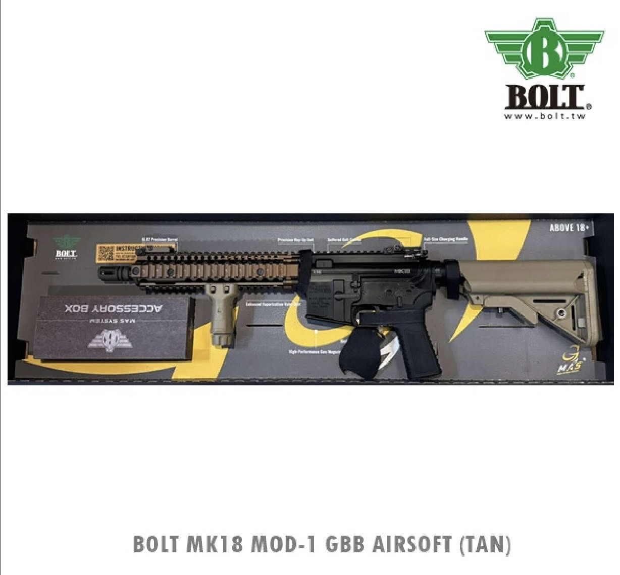 MK18 MOD-1 GBB AIRSOFT (TAN) - BOLT