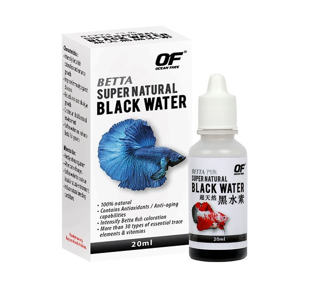 OF BETTA SUPER NATURAL BLACK WATER 20 ml.(สมุนไพรหมักปลากัด ผลิตจากสารสกัดธรรมชาติ ปรับสมดุลย์น้ำ เร่งสี ป้องกันโรค)