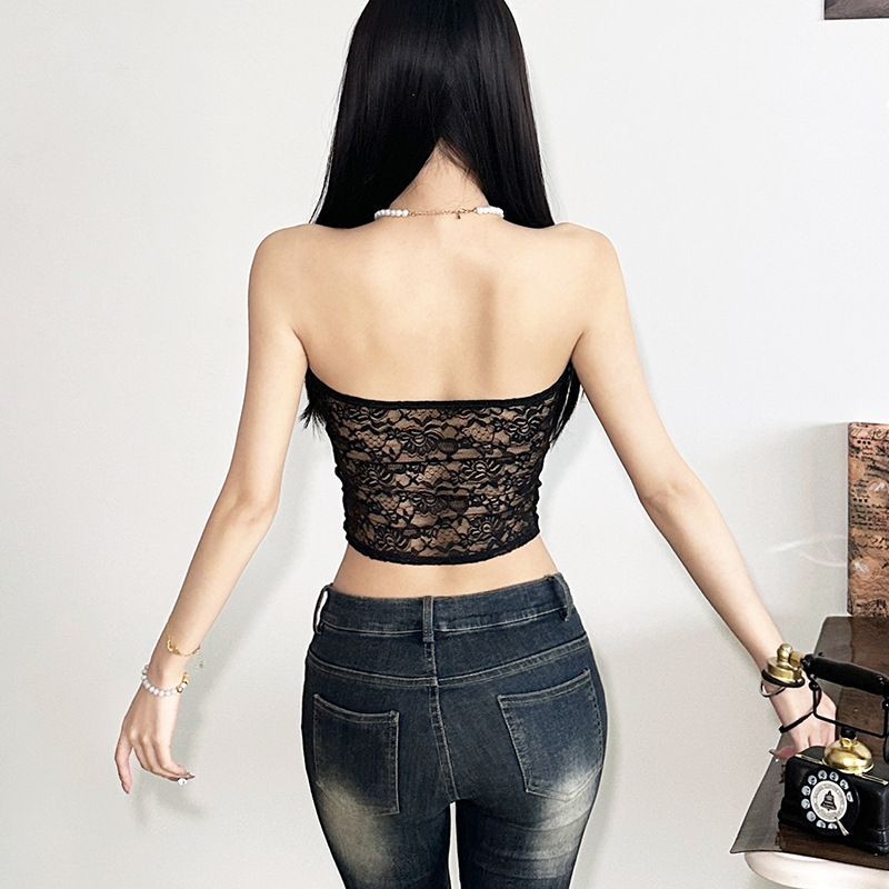 เสื้อเกาะอก ลูกไม้ ถักริบบิ้น GB61199 พร้อมส่ง