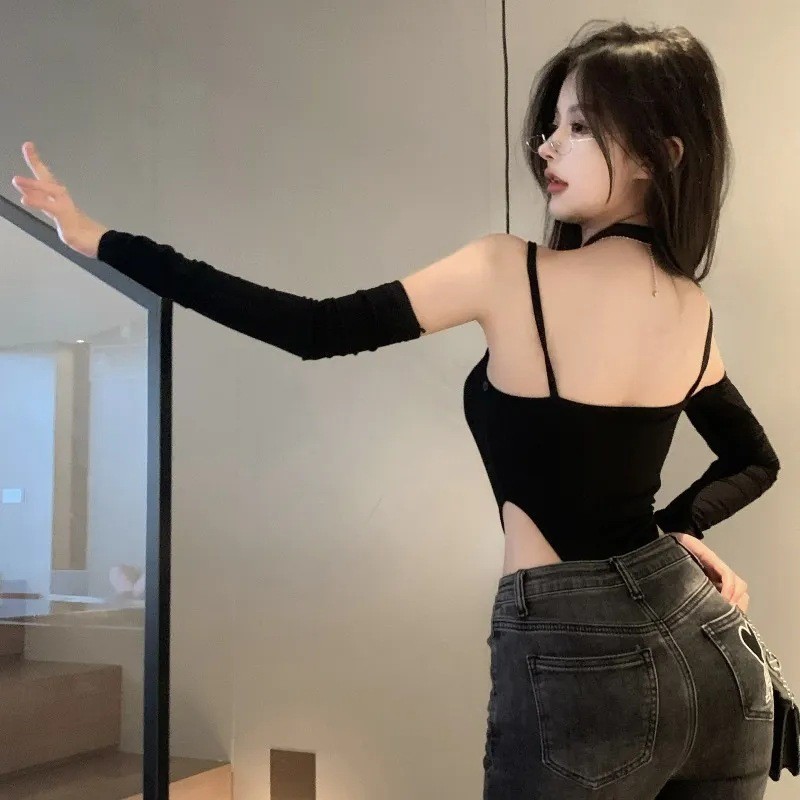 ชุดบอดี้สูทสายเดี่ยว+ปลอกแขน CN714