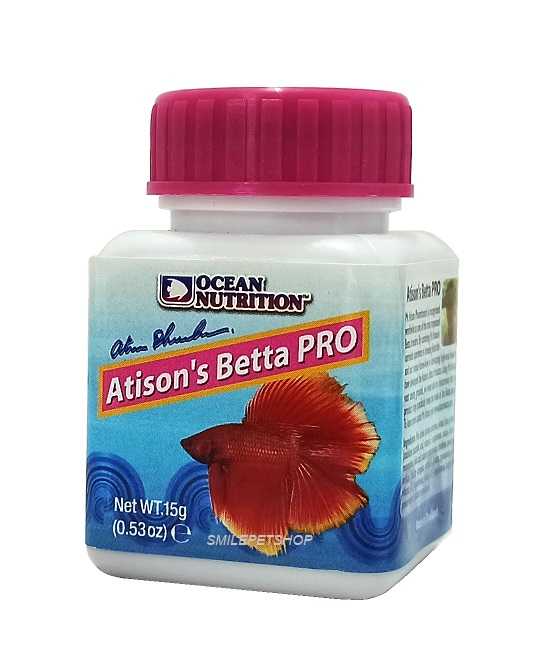 Ocean Nutrition Atison Betta PRO 15 g.(อาหารปลากัดเกรดพรีเมี่ยม สูตรเร่งสี เร่งโต กล่องชมพู)