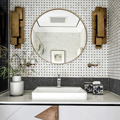 Strip Marble Tiles (White Black)