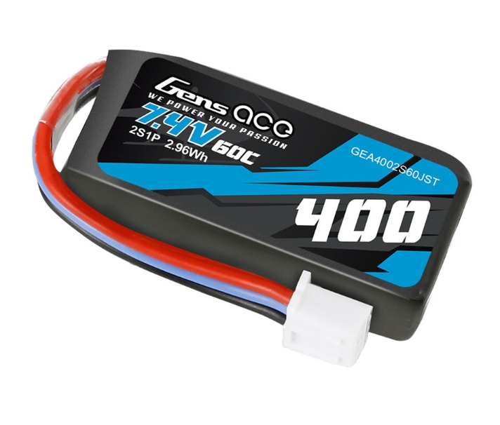 Gens Ace 400mAh 7.4V 60C 2S Lipo Battery Pack w/ JST-XHR Plug : OMP M1 Align T15