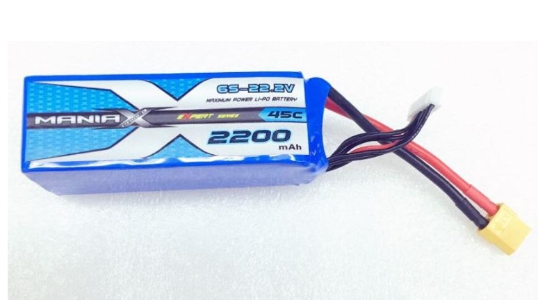 ManiaX 6S 22.2V. 2200mAh 45C XT60 LiPo battery