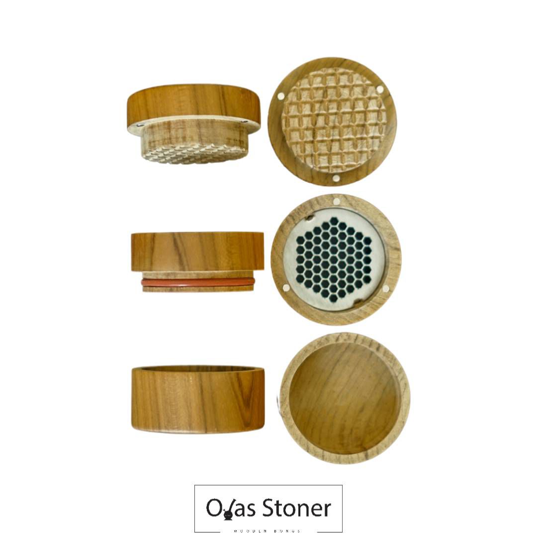 ที่บดสมุนไพร 3 ชั้น Ojas Grinder 3 Layers -Teak Herb Grinder 3 Layers - ไม่มีค่าจัดส่งเพิ่ม