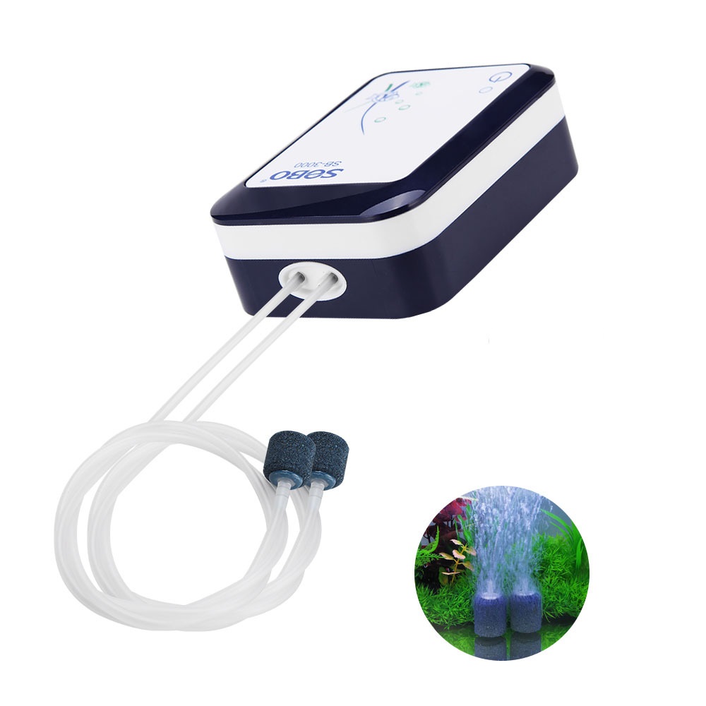 SOBO SB-3000(ปั๊มลมแบตเตอรี่อัตโนมัติ ทำงานทันทีเมื่อไฟดับ ป้องกันปลาขาดออกซิเจน)