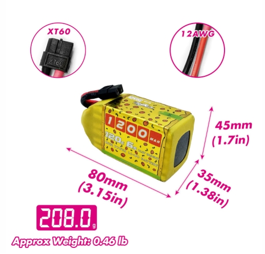 CNHL FPV Battery 22.2V 6S Speedy Pizza Series Pro & Black Series 1200-1500mAh 120C-150C Lipo with XT60 Plug