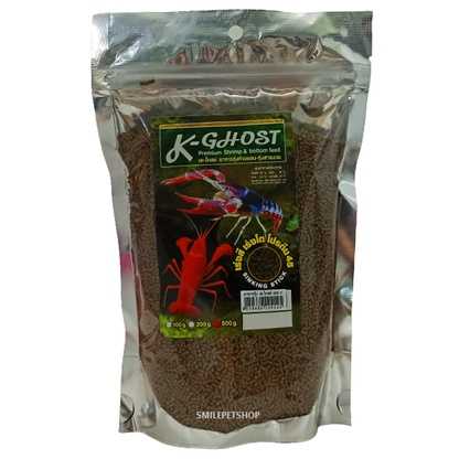 K-Ghost 500 g. (อาหารกุ้งสวยงาม กุ้งก้ามแดง โปรตีนสูง เสริมความแข็งแรงของเปลือก เร่งสี )