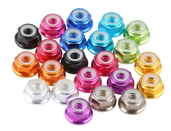 Nylon Lock Nuts Hex CW Colors อลูมิเนียม น๊อตล็อกใบ M5 สีสวย 1ชุด 4ตัว สุ่มสี