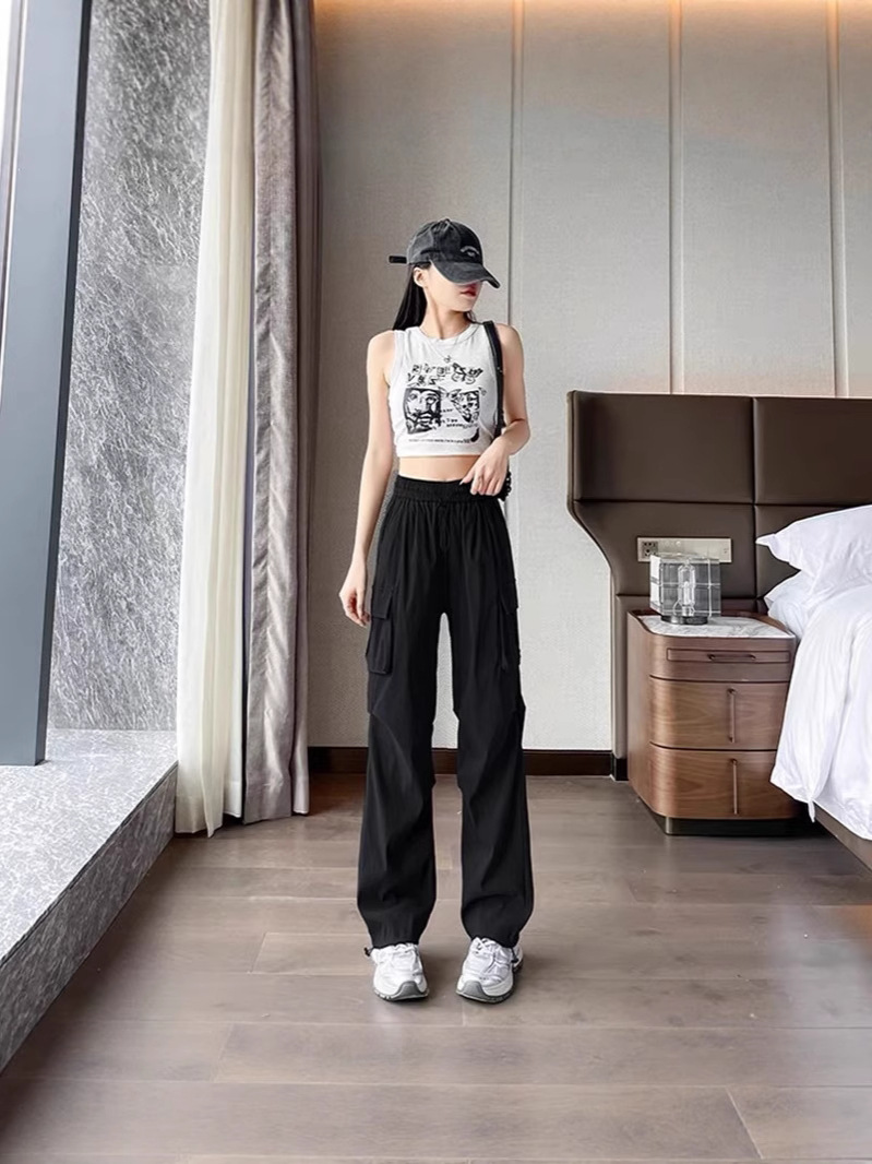 กางเกงวอร์ม สตรีท เอวสูง รุ่นกระเป๋าข้าง รหัส CN101