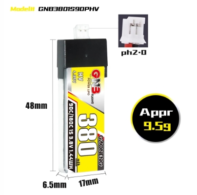 แบต GNB 1เซล 300-1000mah HV PH2.0 BT2.0 GNB27 มีให้เลือกหลายขนาดความจุ