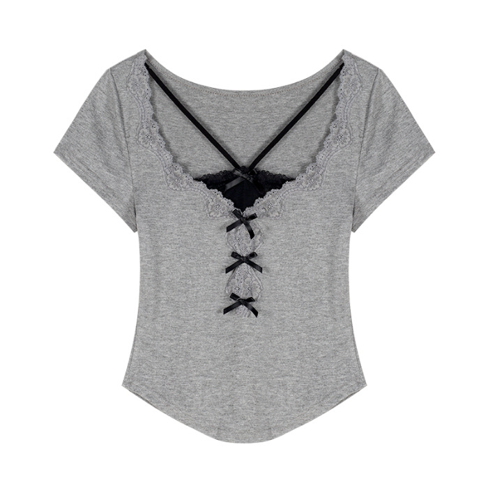 เทา เสื้อครอป สไตล์เกาหลี รหัส CN812