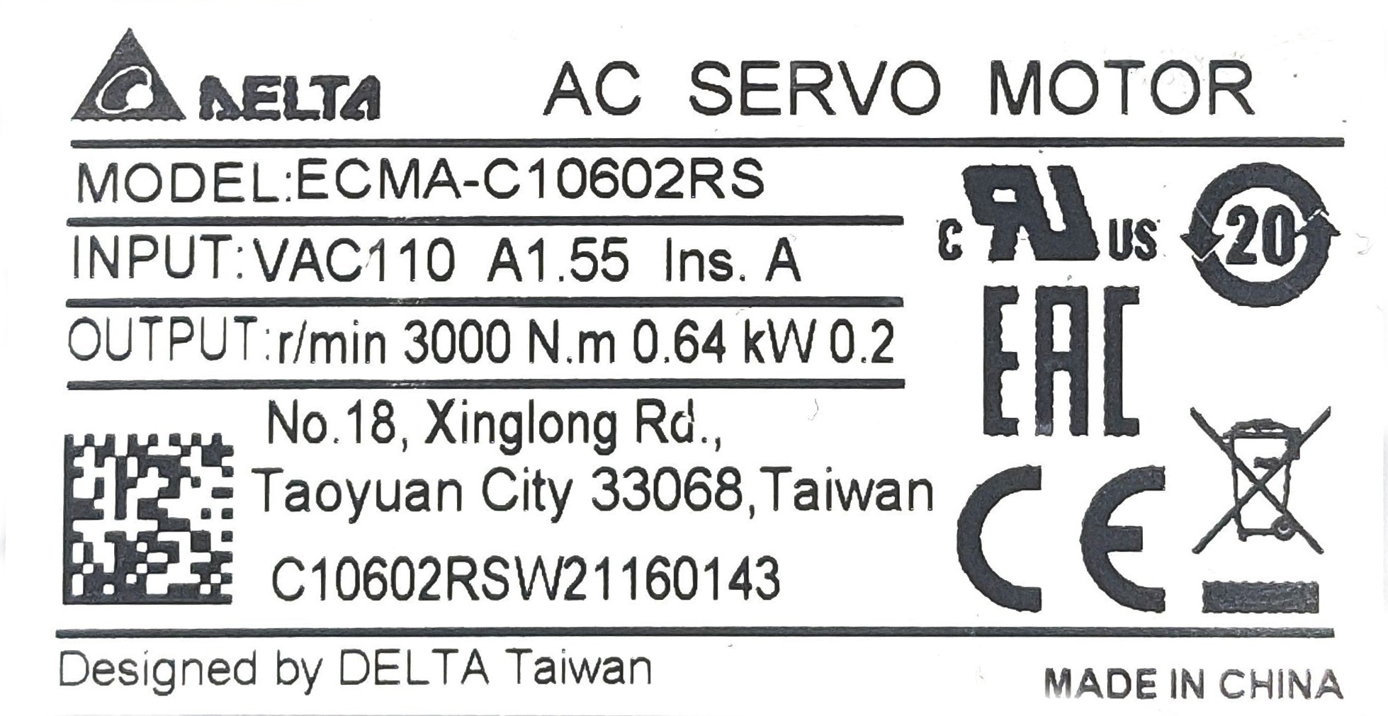 Servo Motor ECMA-C10602RS