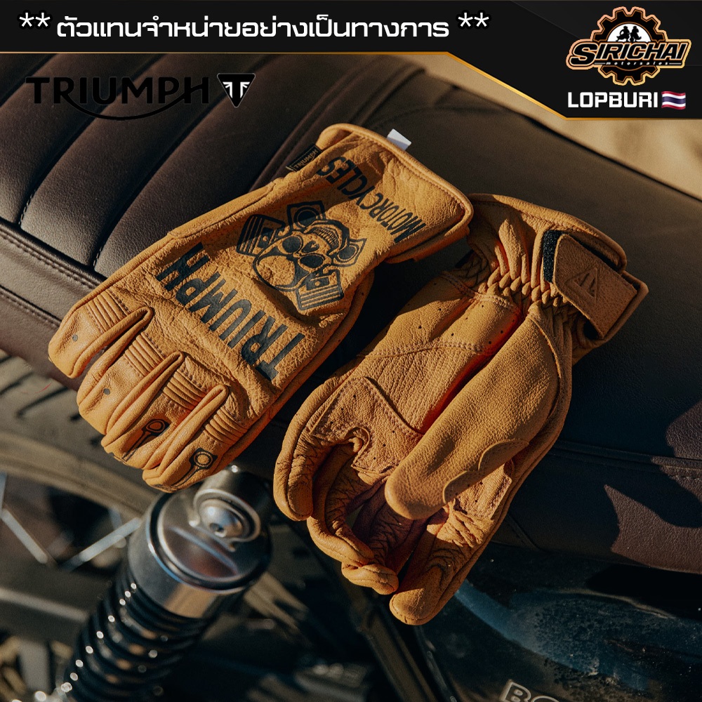 ถุงมือมอเตอร์ไซค์ ถุงมือ Triumph PISTON GLOVE GOLD / BLACK