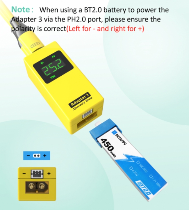 SpeedyBee Adapter 3 Micro USB 1-6S XT60 & PH2.0 ใช้เซ็ทลำผ่านมือถือ เชื่อมต่อ