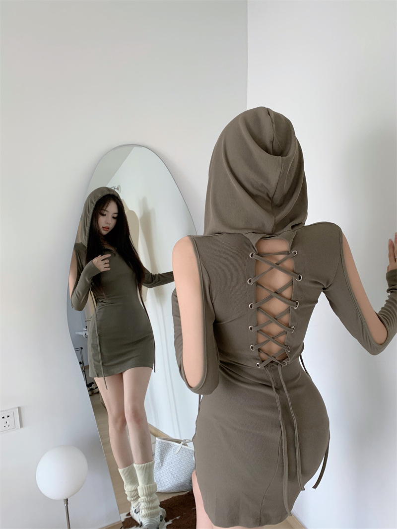 เดรสเขียวม้า เดรสฮูด เซ็กซี่ รหัส CN9122