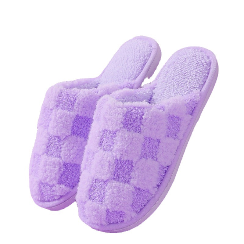 รองเท้าสลิปเปอร์ รองเท้าใส่ในบ้าน ลายตาราง