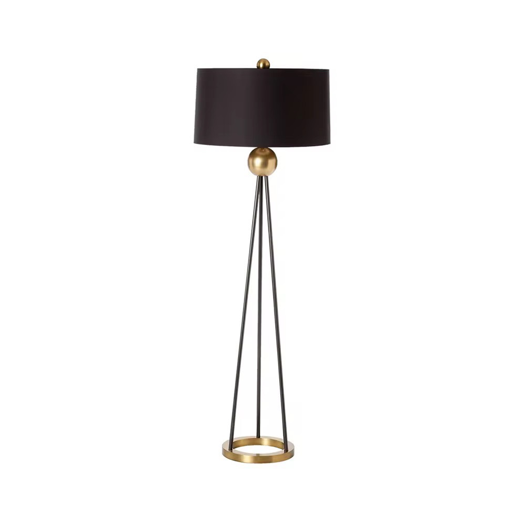 โคมไฟตั้งพื้นโมเดิร์น Modern Floor Lamp Iron+Fabric Gold Black E27x1