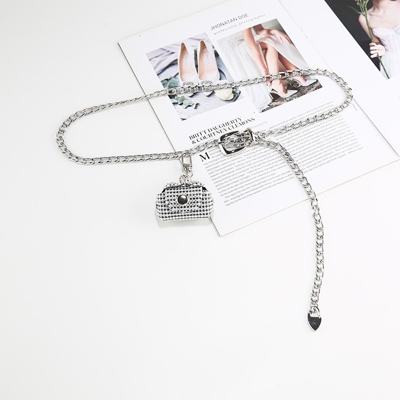 เข็มขัดคล้องเอว โซ่คล้องเอว สีดำ-ทอง ประดับพู่ยาว หรูหรา สําหรับผู้หญิง