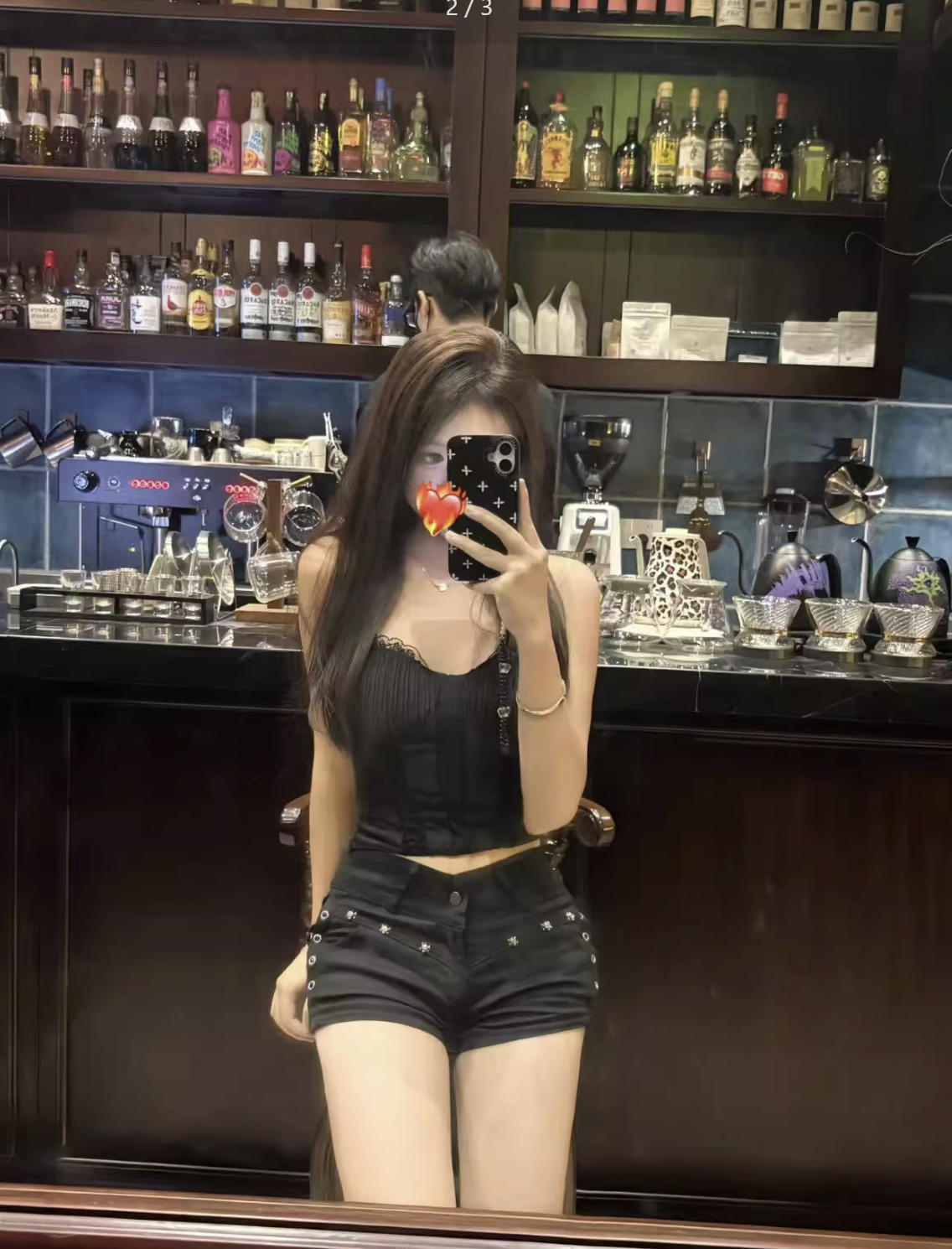 กางเกงขาสั้น เอวต่ำ แต่งหมุด KT8878 พร้อมส่งในไทย