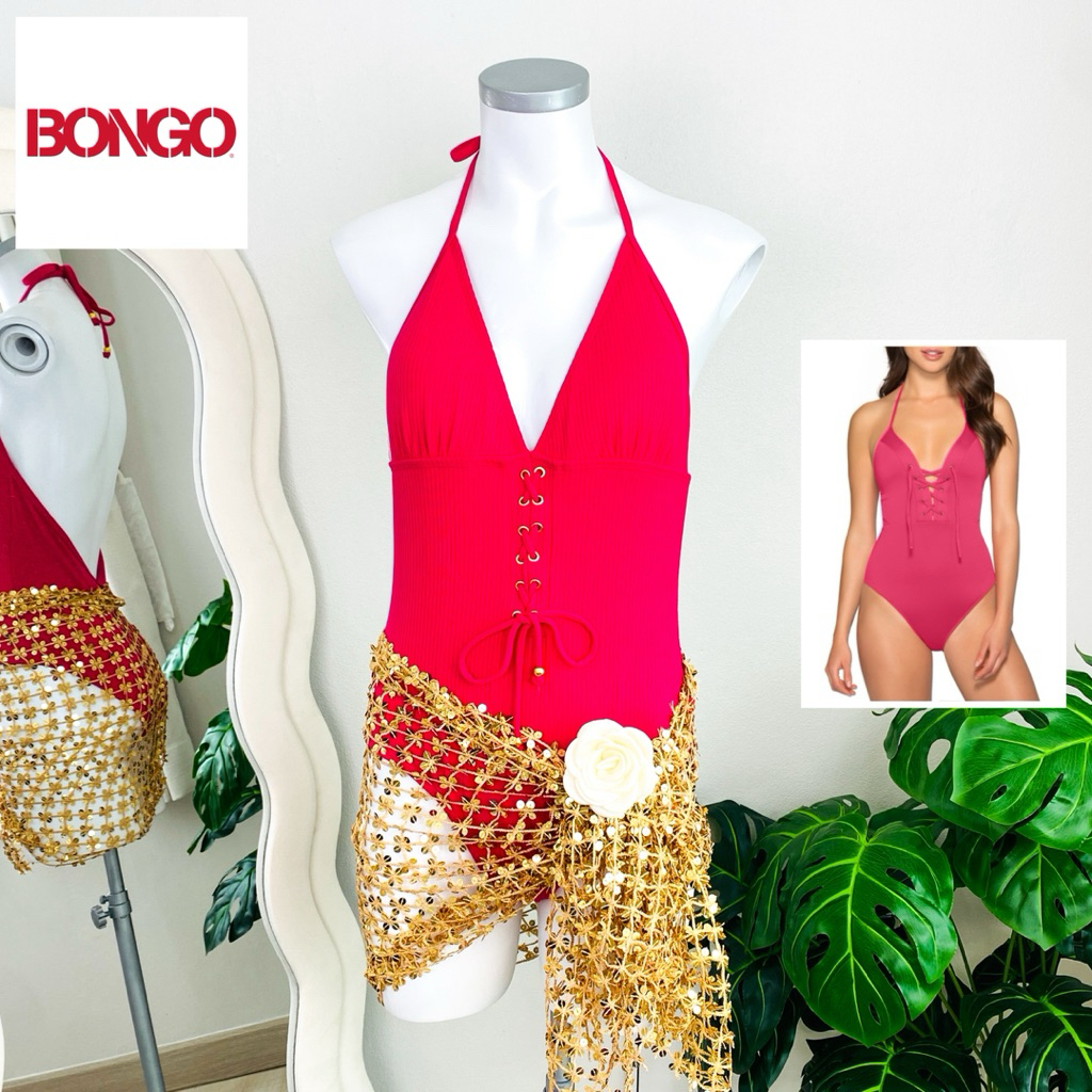 ไซด์ L มือ1 แบรนด์ BONGO แท้ 100%🌸บอดี้สูท ผ้าร่อง สีชมพูบานเย็น ชุดพูลปาร์ตี้ ชุดว่ายน้ำ ทรงเข้ารูป ชุดปาร์ตี้