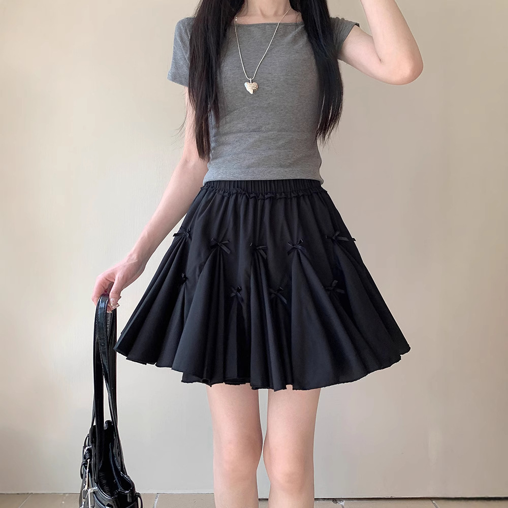 ส่งด่วนในไทย กระโปรง ซับในกางเกง แต่งระบายมินิโบว์ พร้อมส่ง JB2003