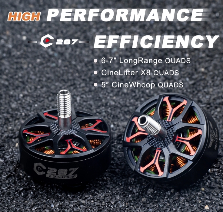 Axisflying Fpv Brushless Motor C287 2807.5 1350KV & 1750KV For 7inch LongRange / Cinematic 1ชุด 4ตัว