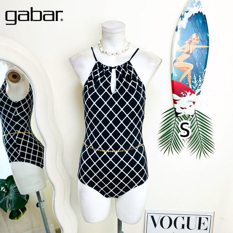 ไซด์ S แบรนด์ gabar แท้ 100%🌸วันพีช ชุดว่ายน้ำ ลายตาราง One-piece ทะเล ชายหาด สีดำ Beach summer ชุดปาร์ตี้